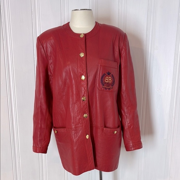 bagatelle Jackets & Blazers - 🔥 Stunning Vintage Red Leather Coat by Bagatelle (Margaret Godfrey) 🔥